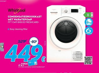 Krëfel Whirlpool Condensatiedroogkast met warmtepomp FFT CM11 8XB EE freshcare 8 kg aanbieding