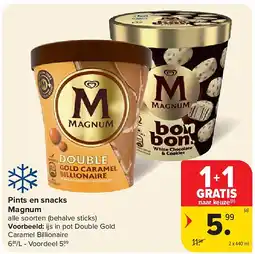 Carrefour Pints en snacks Magnum aanbieding