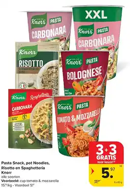 Carrefour Pasta Snack, pot Noodles, Risotto en Spaghetteria Knorr aanbieding