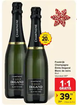 Carrefour Frankrijk Champagne Émile Degand Blanc de noirs aanbieding