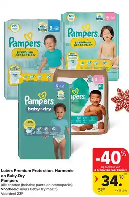 Carrefour Luiers Premium Protection, Harmonie en Baby-Dry Pampers aanbieding