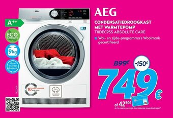 Krëfel AEG Condensatiedroogkast met warmtepomp T8DEC95S absolute care 9 kg aanbieding