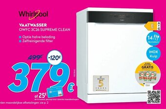 Krëfel Whirlpool Vaatwasser OWFC 3C26 supreme clean aanbieding