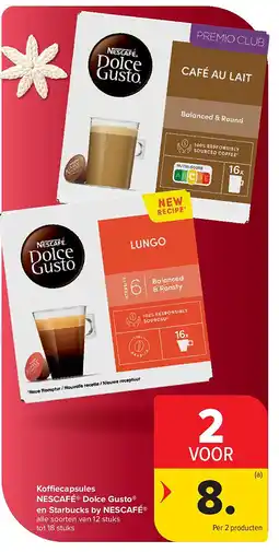 Carrefour Koffiecapsules NESCAFÉ Dolce Gusto en Starbucks by NESCAFÉ aanbieding