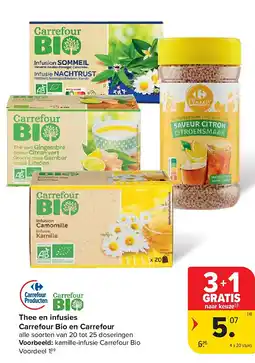 Carrefour Thee en infusies Carrefour Bio en Carrefour aanbieding