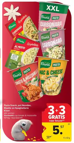 Carrefour Pasta Snack, pot Noodles, Risotto en Spaghetteria Knorr aanbieding