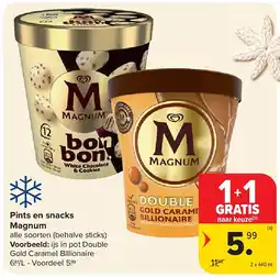 Carrefour Pints en snacks Magnum aanbieding