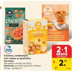 Carrefour Crackers, zandkoekjes, mini crêpes en gaufrettes Carrefour aanbieding