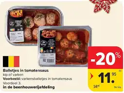 Carrefour Balletjes in tomatensaus aanbieding