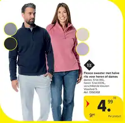Carrefour Fleece sweater met halve rits voor heren of dames aanbieding