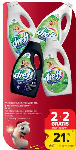 Carrefour Vloeibaar wasmiddel, poeder, pods en wasverzachter Dreft aanbieding