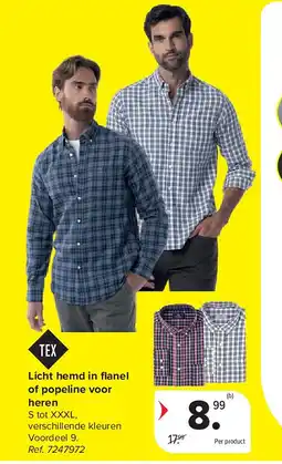 Carrefour Licht hemd in fl anel of popeline voor heren aanbieding