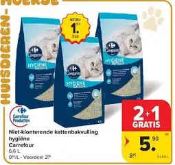 Carrefour Niet-klonterende kattenbakvulling hygiëne Carrefour aanbieding