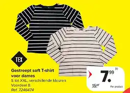 Carrefour Gestreept soft T-shirt voor dames aanbieding