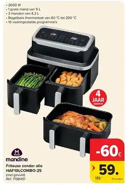 Carrefour Friteuse zonder olie HAF10LCOMBO-25 aanbieding