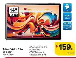 Carrefour Tablet 14XL + folio Logicom aanbieding
