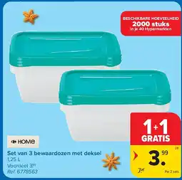 Carrefour Set van 3 bewaardozen met deksel aanbieding