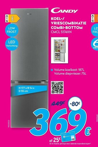 Krëfel Candy Koel-/vriescombinatie combi-bottom CMCL 5174XN aanbieding