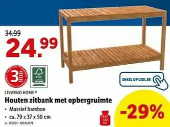 Lidl Houten zitbank met opbergruimte aanbieding
