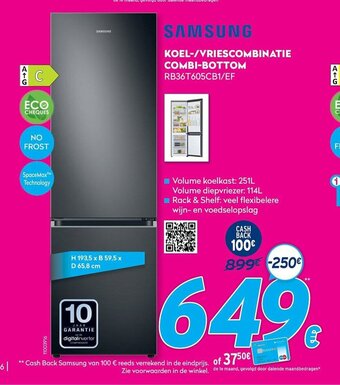 Samsung Koel-/vriescombinatie combi-bottom RB36T605CB1/EF