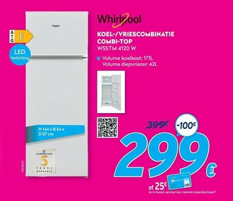 Krëfel Whirlpool Koel-/vriescombinatie combi-top W55TM 4120 W aanbieding