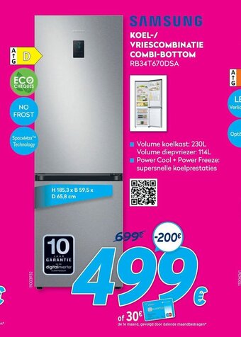 Krëfel Samsung Koel-/vriescombinatie combi-bottom RB34T670DSA aanbieding