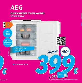 Krëfel AEG Diepvriezer Tafelmodel ATS68FANW 100L aanbieding