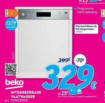 Krëfel Beko Integreerbare vaatwasser DSN53100X aanbieding