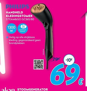 Krëfel Philips Handheld kledingstomer steam&go GC365/80 aanbieding