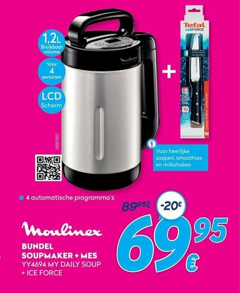Krëfel Moulinex Bundel soupmaker + Mes YY4694 my daily soup + ice force aanbieding