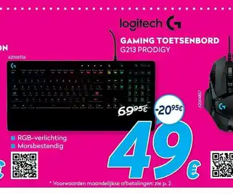 Krëfel Logitech G Gaming toetsenbord G213 prodigy aanbieding