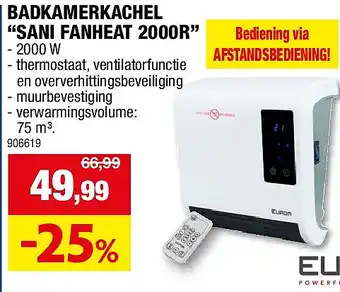 Hubo BADKAMERKACHEL “SANI FANHEAT 2000R” aanbieding