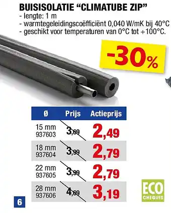 Hubo BUISISOLATIE “CLIMATUBE ZIP” aanbieding