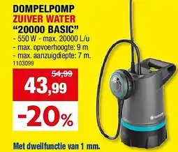 Hubo DOMPELPOMP ZUIVER WATER “20000 BASIC” aanbieding