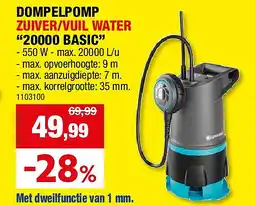 Hubo DOMPELPOMP ZUIVER/VUIL WATER “20000 BASIC” aanbieding