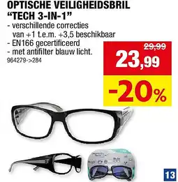 Hubo OPTISCHE VEILIGHEIDSBRIL “TECH 3-IN-1” aanbieding