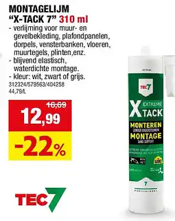 Hubo MONTAGELIJM “X-TACK 7” 310 ml aanbieding
