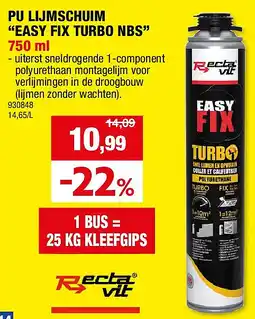 Hubo PU LIJMSCHUIM “EASY FIX TURBO NBS” 750 ml aanbieding