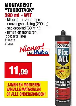 Hubo MONTAGEKIT “TURBOTACK” 290 ml - WIT aanbieding