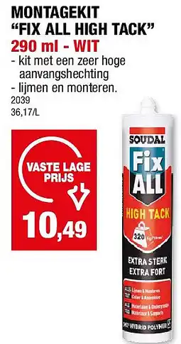 Hubo MONTAGEKIT “FIX ALL HIGH TACK” 290 ml - WIT aanbieding