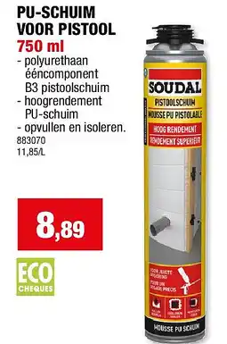 Hubo PU-SCHUIM VOOR PISTOOL 750 ml aanbieding