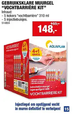 Hubo GEBRUIKSKLARE MUURGEL “VOCHTBARRIÈRE KIT” aanbieding