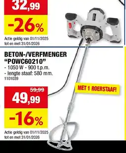 Hubo BETON-/VERFMENGER “POWC60210” aanbieding