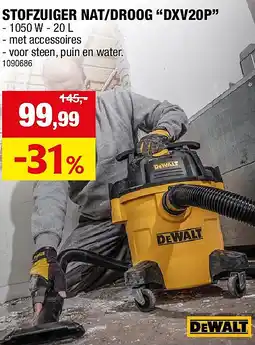 Hubo STOFZUIGER NAT/DROOG “DXV20P” aanbieding