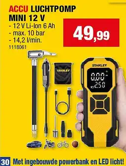 Hubo ACCU LUCHTPOMP MINI 12 V aanbieding