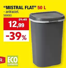Hubo “MISTRAL FLAT” 50 L aanbieding
