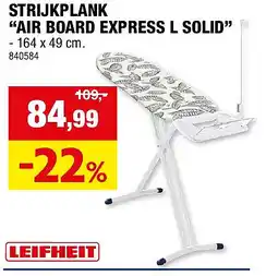 Hubo STRIJKPLANK “AIR BOARD EXPRESS L SOLID” aanbieding
