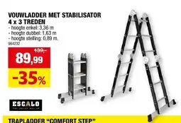 Hubo VOUWLADDER MET STABILISATOR 4 x 3 TREDEN aanbieding