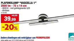 Hubo PLAFONDLAMP “VASCELLA 1” 2500 lm - 72 x 14 cm aanbieding