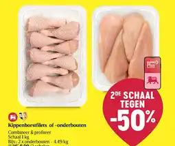 Delhaize Kippenborstfilets of -onderbouten aanbieding